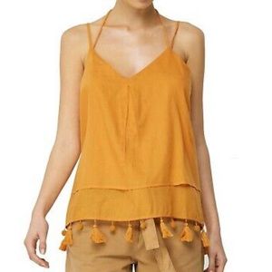 next UK mustard Tassel Trim 100% cotton top